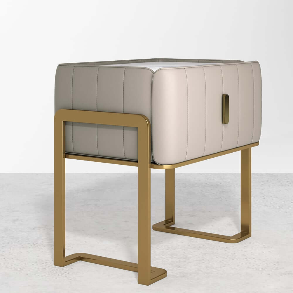 Modern Champagne Nightstand With Sintered Stone Top
