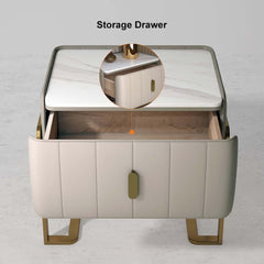 Modern Champagne Nightstand With Sintered Stone Top