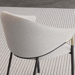 Modern Chenille Arm Chairs Set, White & Gray, Metal Frame