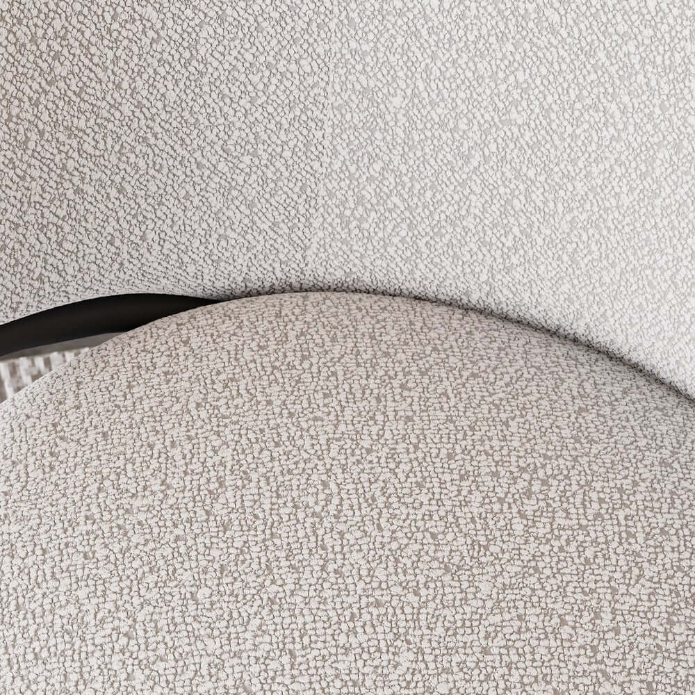 Modern Chenille Arm Chairs Set, White & Gray, Metal Frame