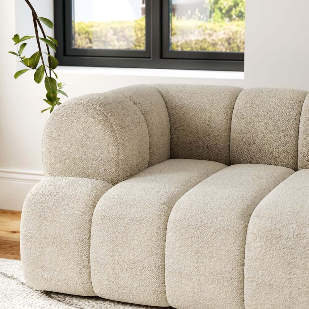 Modern Chenille Sofa Chaise Set with Tufted Back
