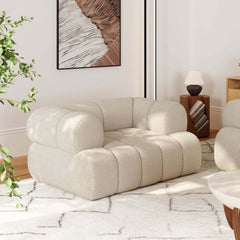 Modern Chenille Velvet Arm Chair with Round Arms