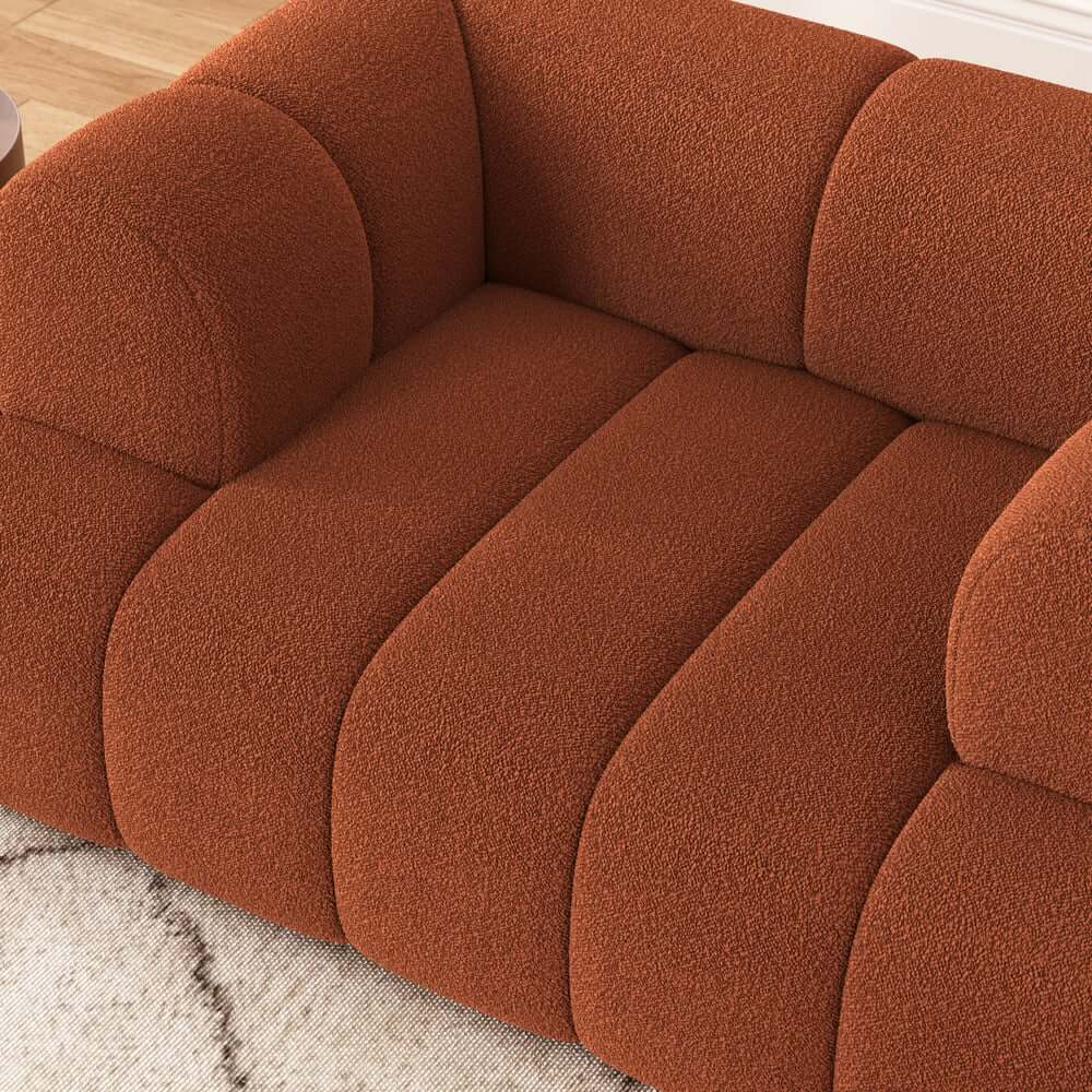 Modern Chenille Velvet Arm Chair with Round Arms