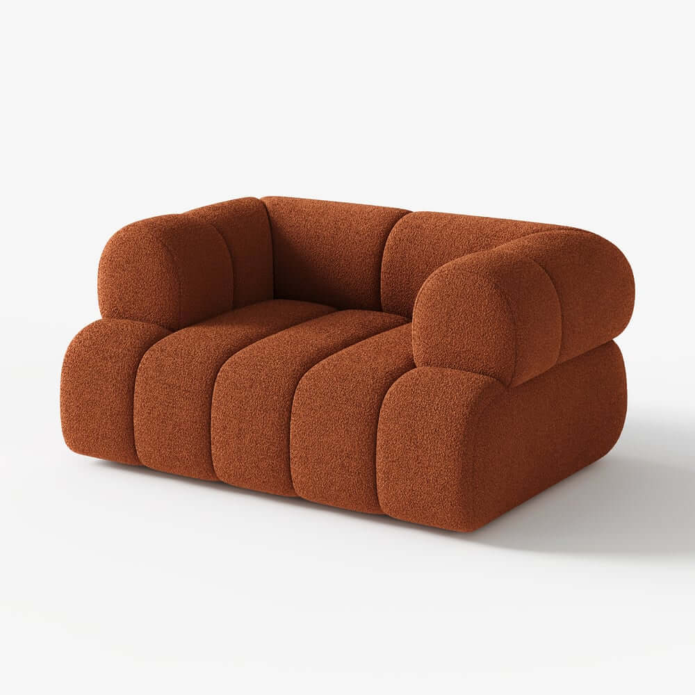 Modern Chenille Velvet Arm Chair with Round Arms