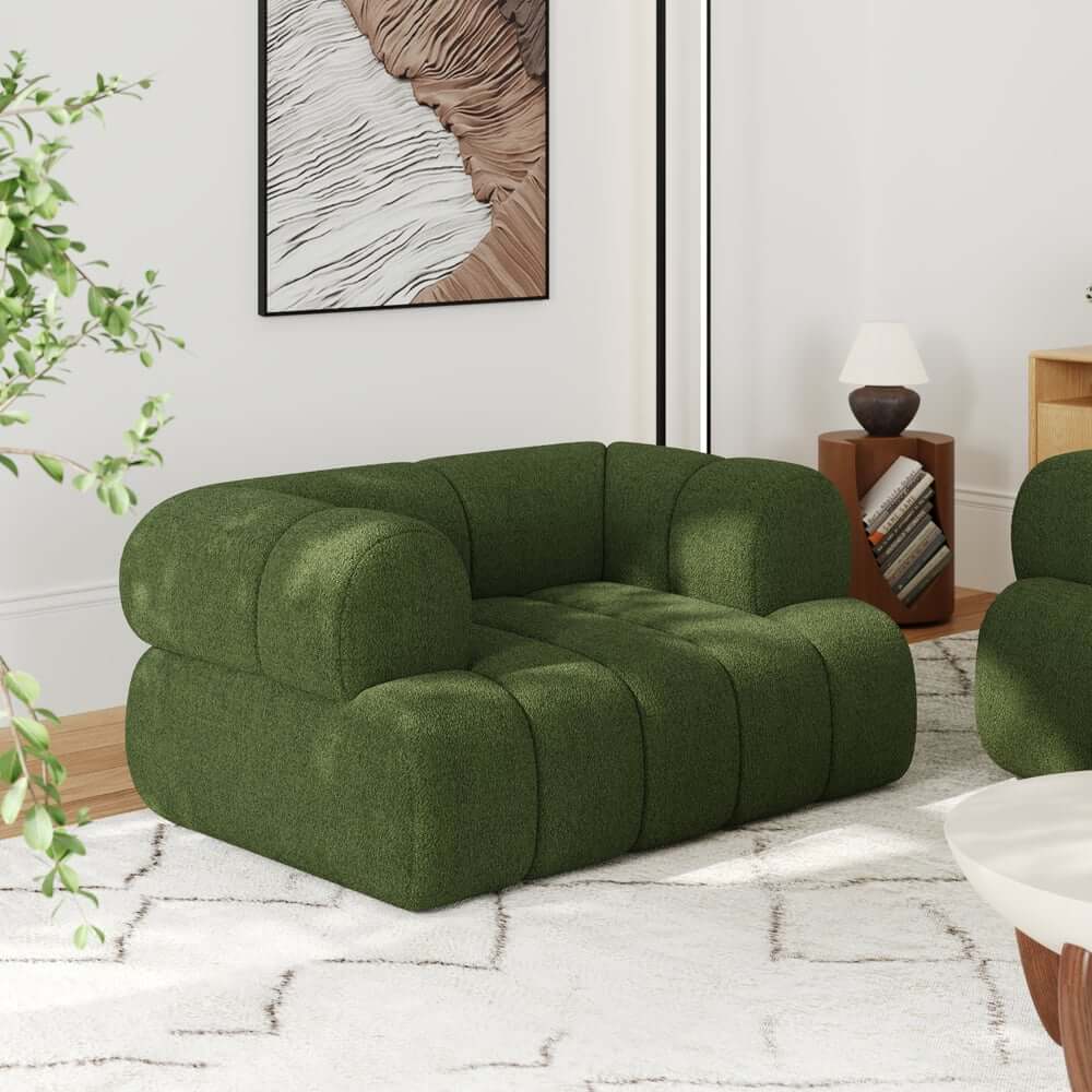 Modern Chenille Velvet Arm Chair with Round Arms