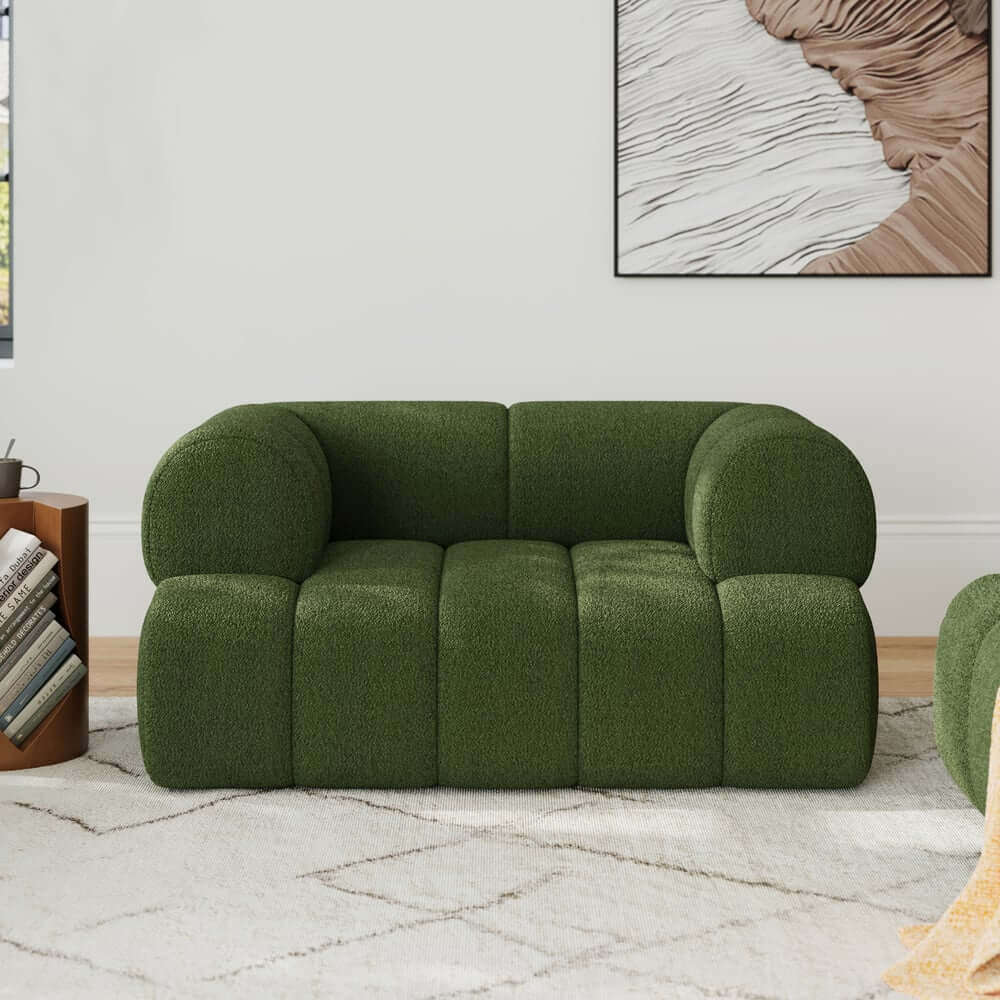 Modern Chenille Velvet Arm Chair with Round Arms