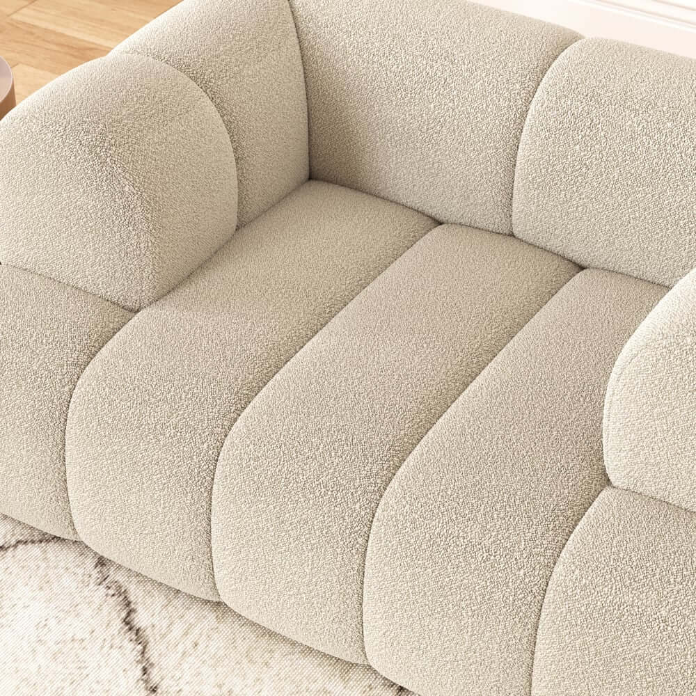 Modern Chenille Velvet Arm Chair with Round Arms
