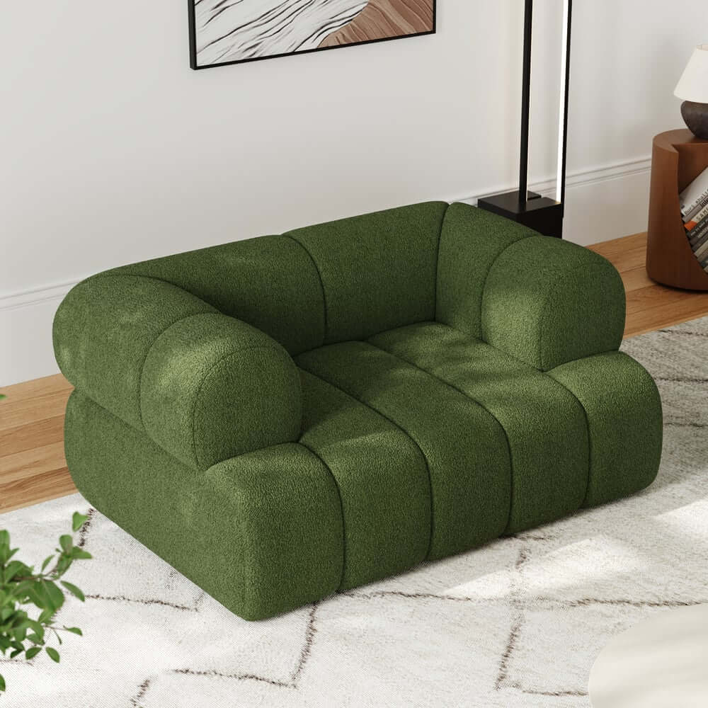 Modern Chenille Velvet Arm Chair with Round Arms Main Product Image