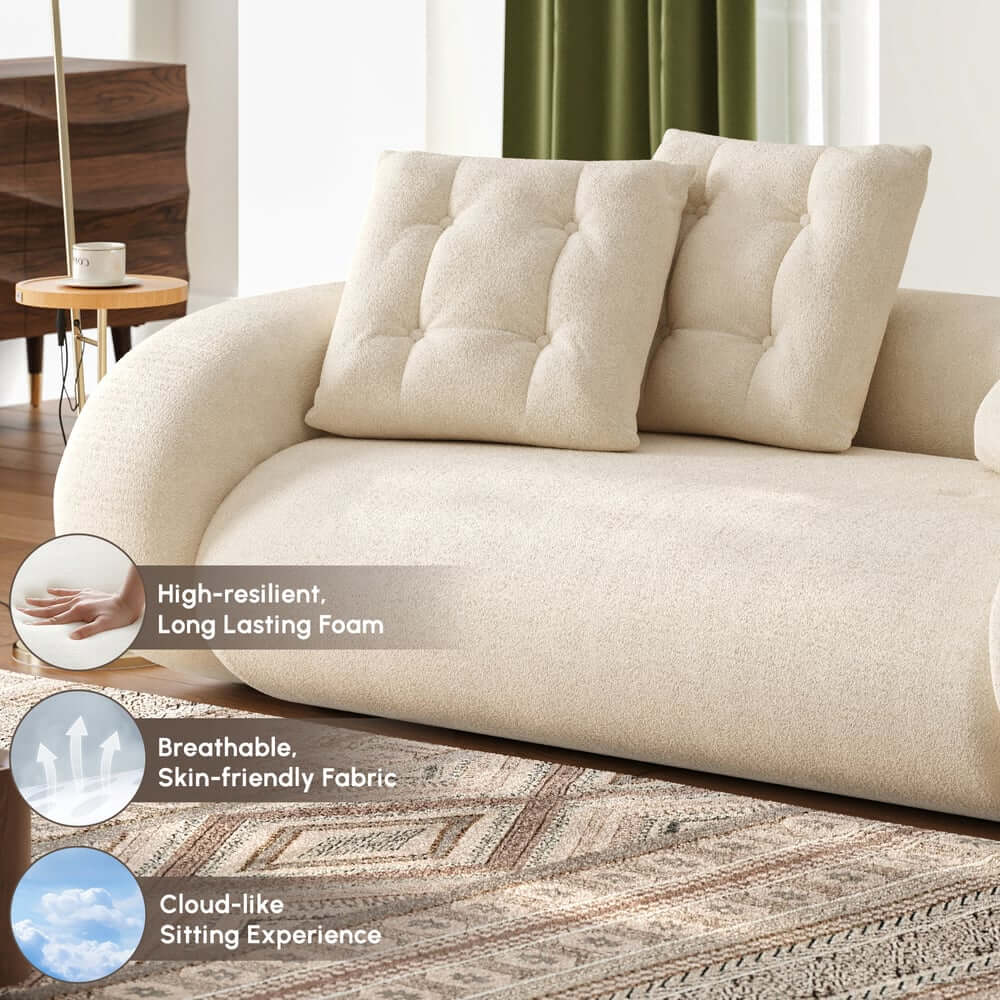 Modern Chenille Velvet Futon Sleeper Sofa - No Assembly