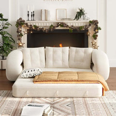 Modern Chenille Velvet Futon Sleeper Sofa - No Assembly