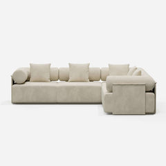 Modern Chenille Velvet Sectional Sofa With Round Arms