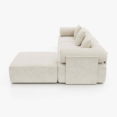 Modern Chenille Velvet Sectional Sofa With Round Arms