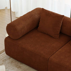 Modern Chenille Velvet Sectional Sofa With Round Arms