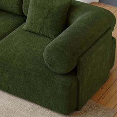 Modern Chenille Velvet Sectional Sofa With Round Arms