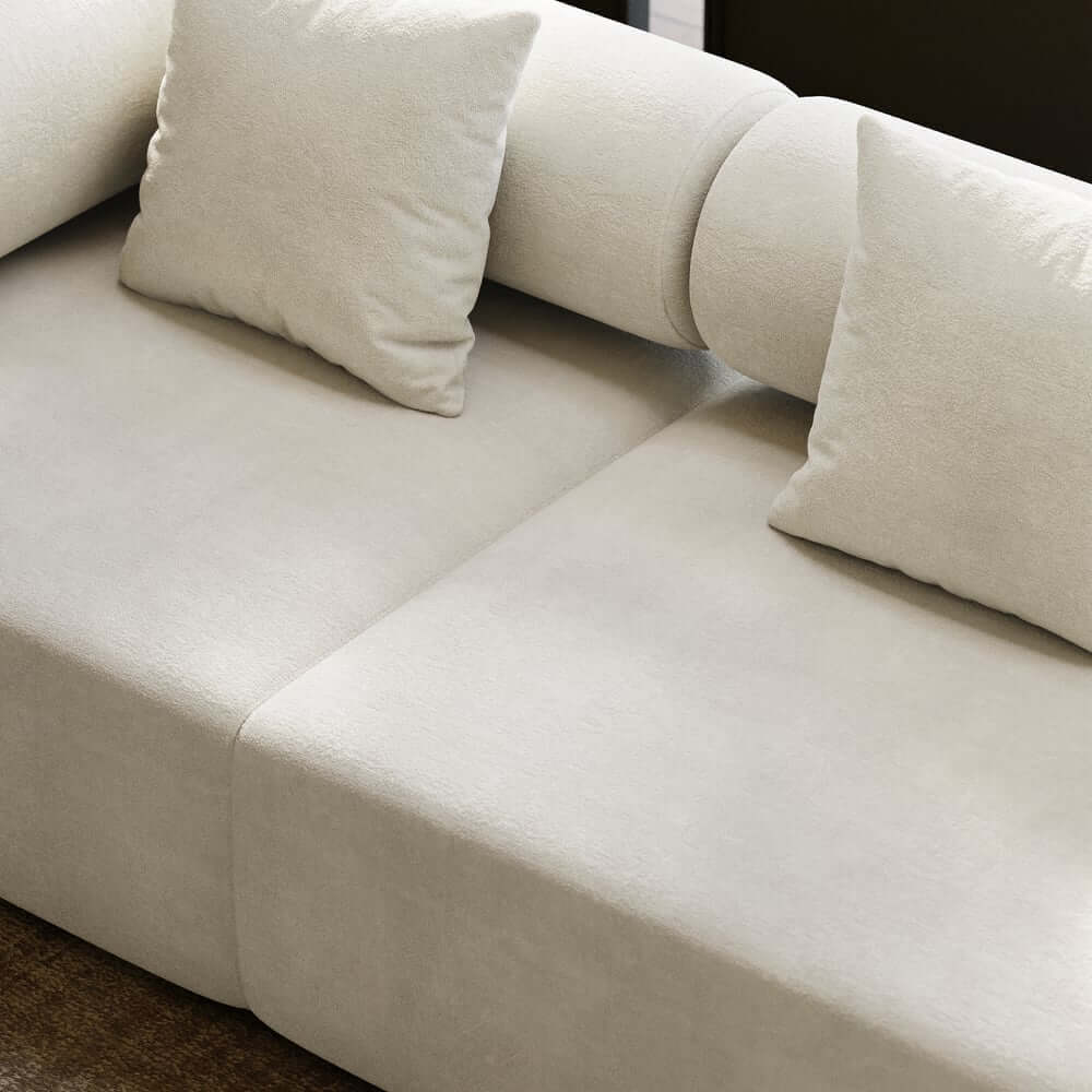 Modern Chenille Velvet Sectional Sofa With Round Arms