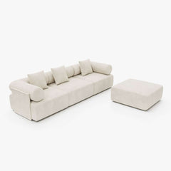 Modern Chenille Velvet Sectional Sofa With Round Arms