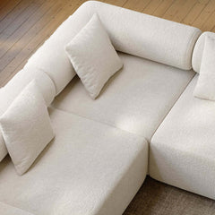 Modern Chenille Velvet Sectional Sofa With Round Arms