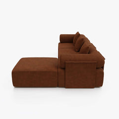 Modern Chenille Velvet Sectional Sofa With Round Arms