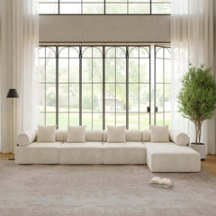 Modern Chenille Velvet Sectional Sofa With Round Arms