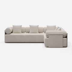 Modern Chenille Velvet Sectional Sofa With Round Arms