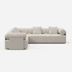 Modern Chenille Velvet Sectional Sofa With Round Arms