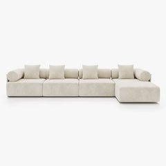 Modern Chenille Velvet Sectional Sofa With Round Arms