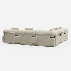 Modern Chenille Velvet Sectional Sofa With Round Arms