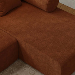 Modern Chenille Velvet Sectional Sofa With Round Arms