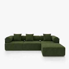 Modern Chenille Velvet Sectional Sofa With Round Arms