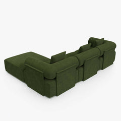 Modern Chenille Velvet Sectional Sofa With Round Arms