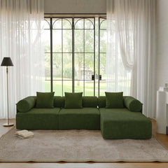 Modern Chenille Velvet Sectional Sofa With Round Arms