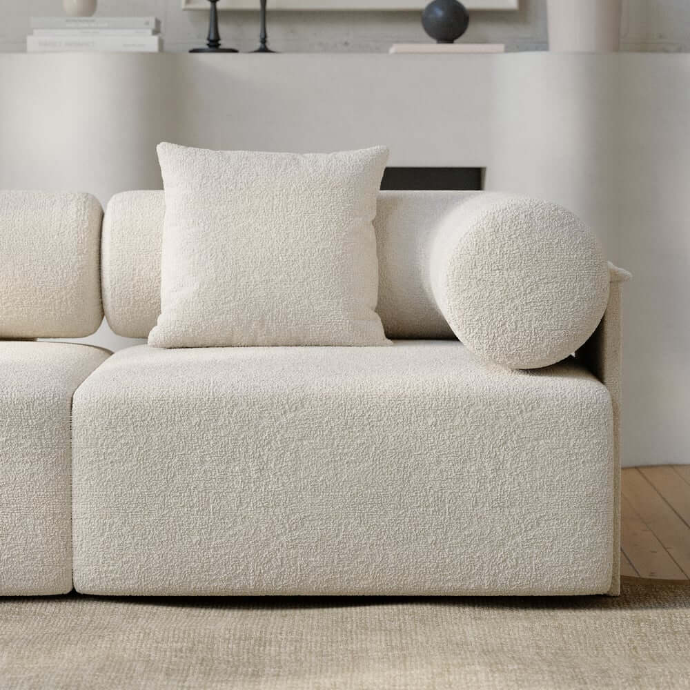 Modern Chenille Velvet Sectional Sofa With Round Arms