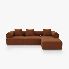 Modern Chenille Velvet Sectional Sofa With Round Arms