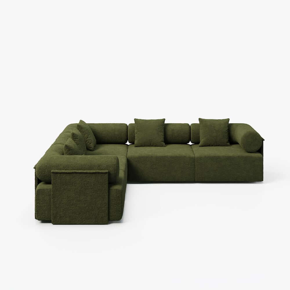Modern Chenille Velvet Sectional Sofa With Round Arms