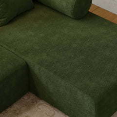 Modern Chenille Velvet Sectional Sofa With Round Arms