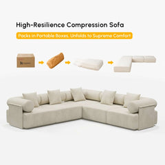 Modern Chenille Velvet Sectional Sofa With Round Arms