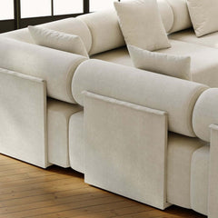 Modern Chenille Velvet Sectional Sofa With Round Arms