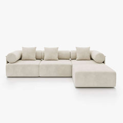 Modern Chenille Velvet Sectional Sofa With Round Arms