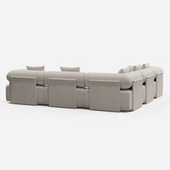 Modern Chenille Velvet Sectional Sofa With Round Arms