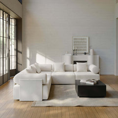 Modern Chenille Velvet Sectional Sofa With Round Arms