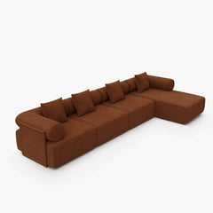 Modern Chenille Velvet Sectional Sofa With Round Arms