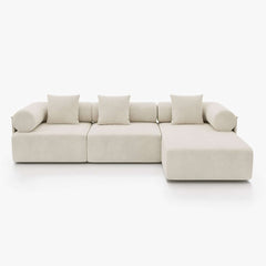 Modern Chenille Velvet Sectional Sofa With Round Arms