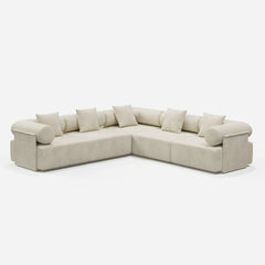 Modern Chenille Velvet Sectional Sofa With Round Arms