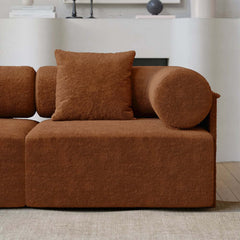 Modern Chenille Velvet Sectional Sofa With Round Arms