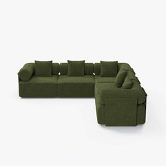 Modern Chenille Velvet Sectional Sofa With Round Arms