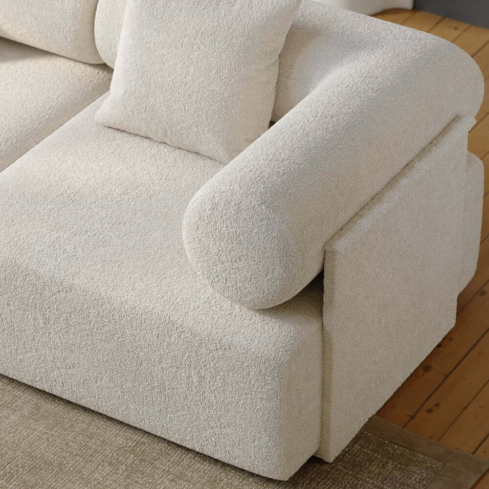 Modern Chenille Velvet Sectional Sofa With Round Arms