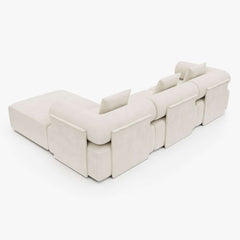 Modern Chenille Velvet Sectional Sofa With Round Arms