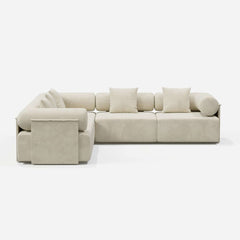 Modern Chenille Velvet Sectional Sofa With Round Arms