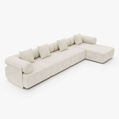 Modern Chenille Velvet Sectional Sofa With Round Arms