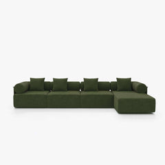 Modern Chenille Velvet Sectional Sofa With Round Arms